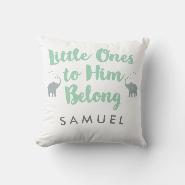 Personalized Elephants Christian Nursery Pillow (Front)