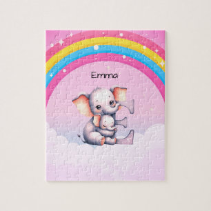 Personalized Elephants sitting on clouds puzzle