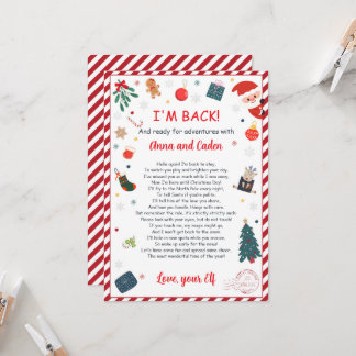 Personalized Elf Arrival "I'm Back" Welcome Letter Invitation