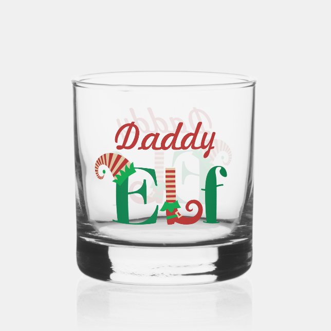 Personalized Elf Christmas Whiskey Glass (Back)