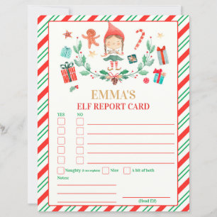 Personalized Elf Report Card Elf Holiday Card