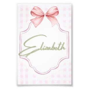 Personalized Elizabeth Baby Girl Nursery Gingham  Photo Print