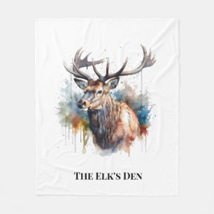 Personalized Elk Cabin Cozy Lodge Gift Fleece Blanket