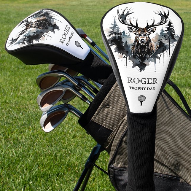 Personalized Elk Hunting Trophy Dad Golf Head Cover (Creator Uploaded)