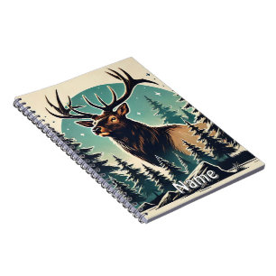 Personalized Elk in Forest with Starry Night Sky Notebook