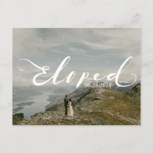 Personalized Elopement White Announcement Postcard
