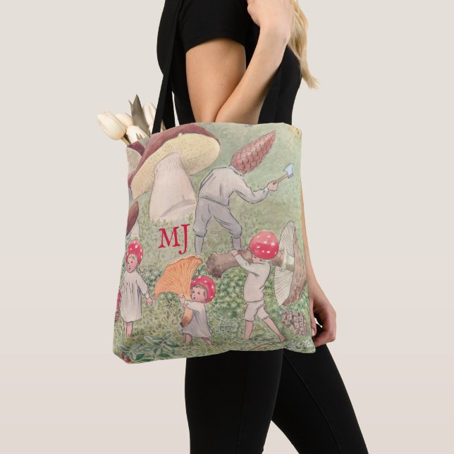 Personalized Elsa Beskow Fairytale Mushroom Tote (Close Up)