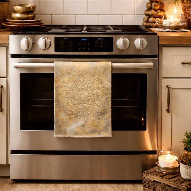 Personalized Embossed Mandala | Elegant Boho Gift Kitchen Towel (Creator Uploaded)