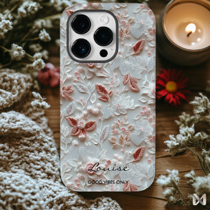 Personalized Embroidered Floral iPhone Case