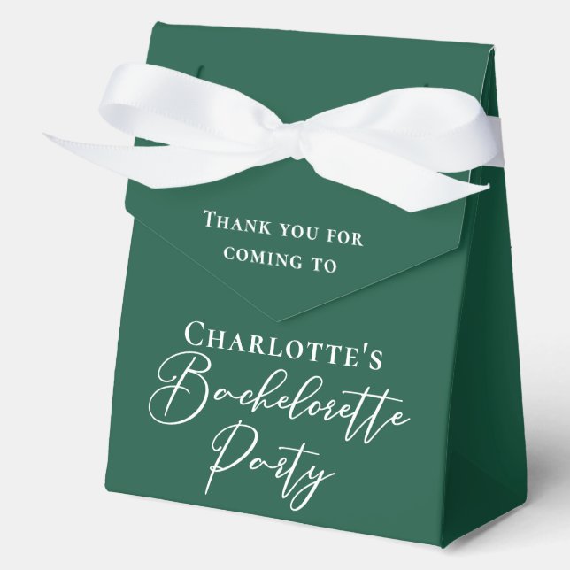 Personalized Emerald Green Bachelorette Party Favor Box (Front)
