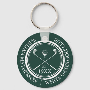 Personalized Emerald Green Golf Club Name Keychain