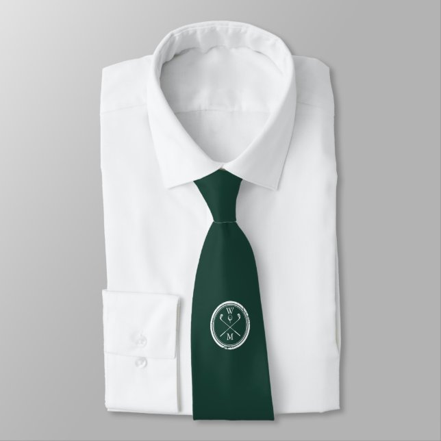 Personalized Emerald Green Monogram Initials Golf Tie (Tied)