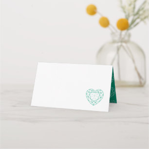 Personalized emerald heart place guest place card