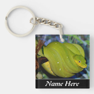 Personalized Emerald Tree Boa Snake Keychain
