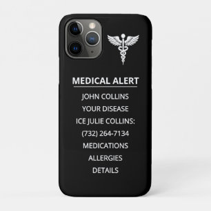 Personalized Emergency Medical Alert ID Phone Tag iPhone 11 Pro Case