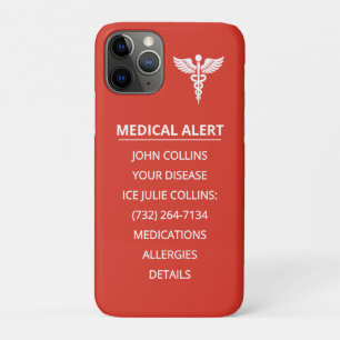 Personalized Emergency Medical Alert ID Phone Tag iPhone 11 Pro Case