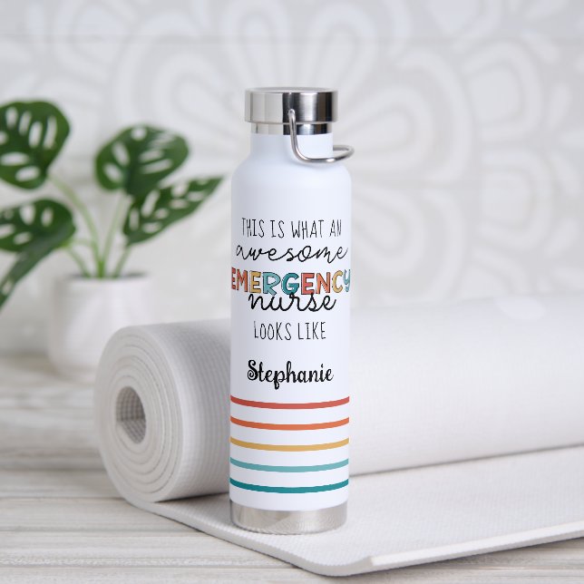 Personalized Emergency Nurse Funny Awesome Water Bottle (Yoga)