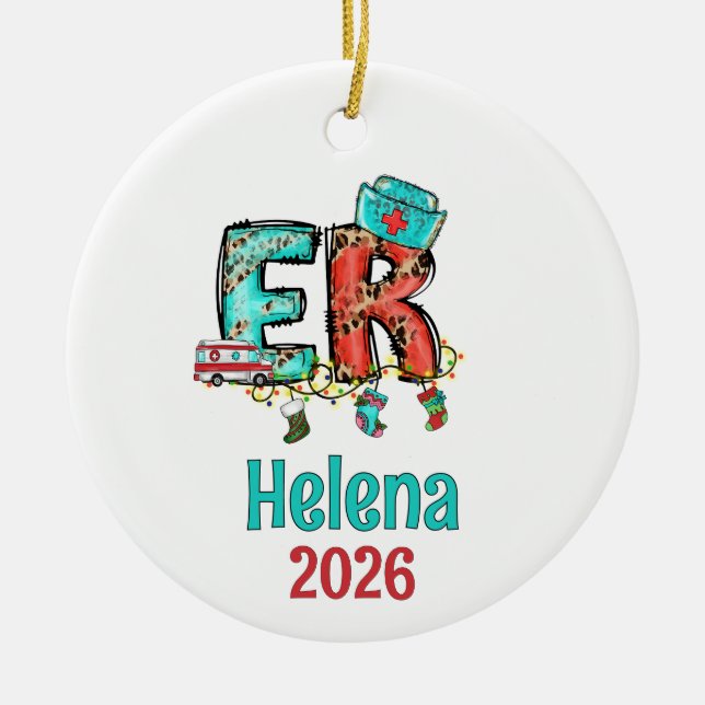 Personalized Emergency Nurse Ornament, ER Ornament (Front)