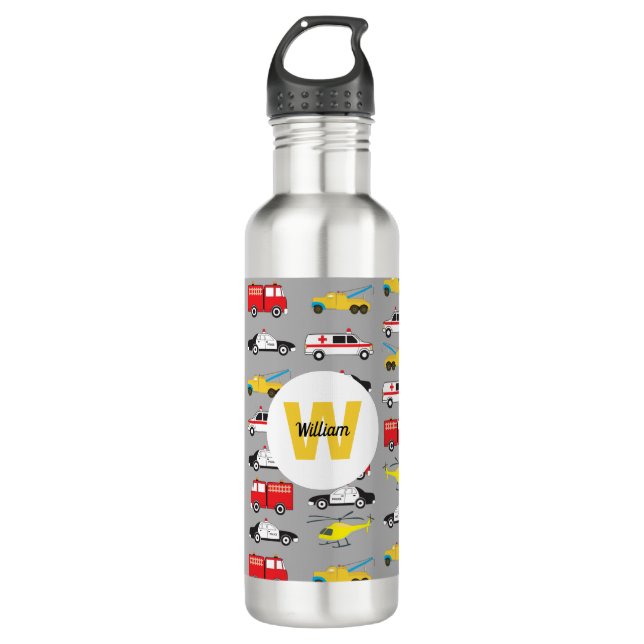 Personalized Emergency Vehicles Transportation 710 Ml Water Bottle (Front)