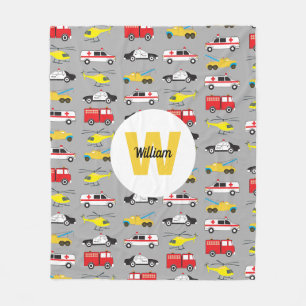Personalized Emergency Vehicles Transportation Fleece Blanket
