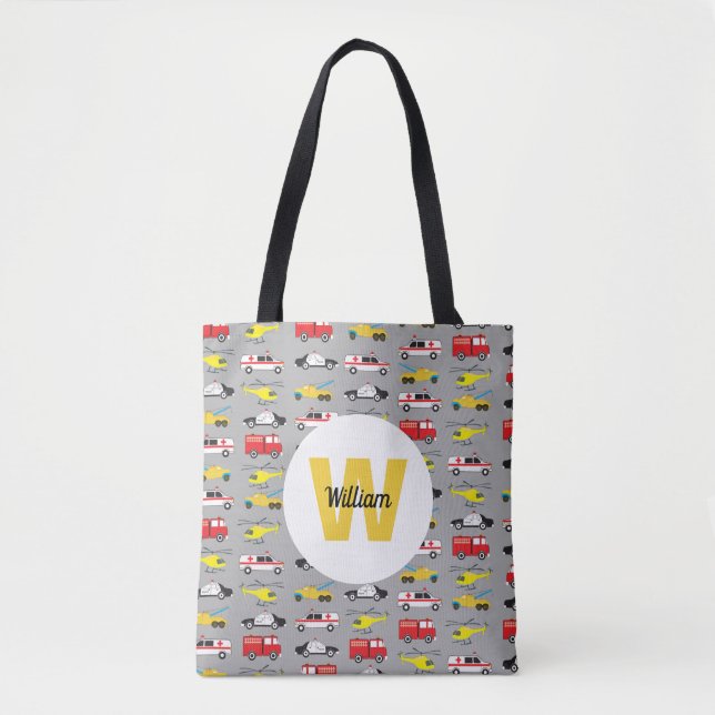 Personalized Emergency Vehicles Transportation Tote Bag (Front)