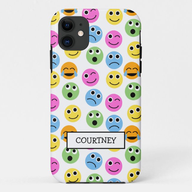 Personalized Emojis Faces Colourful Patterned Case-Mate iPhone Case (Back)