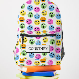 Personalized Emojis Faces Colourful Patterned Printed Backpack