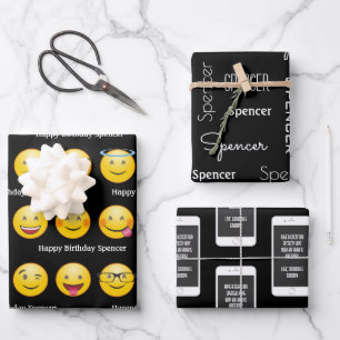 Personalized Emojis & Texts Wrapping Paper Sheet