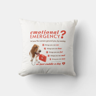 Personalized Emotional First Aid - Bassett Dog Throw Pillow