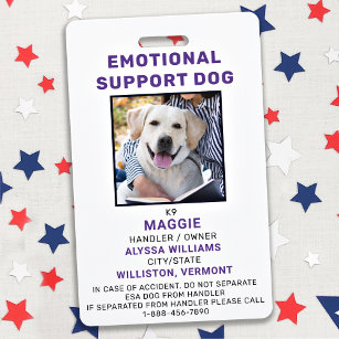 Personalized Emotional Support Dog Photo ID Badge