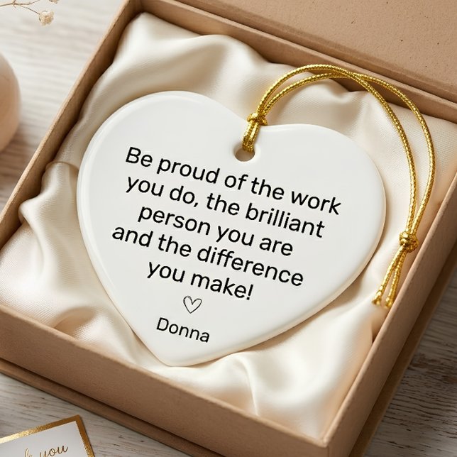 Personalized Employee Appreciation Heart  Ceramic Ornament (Creator Uploaded)