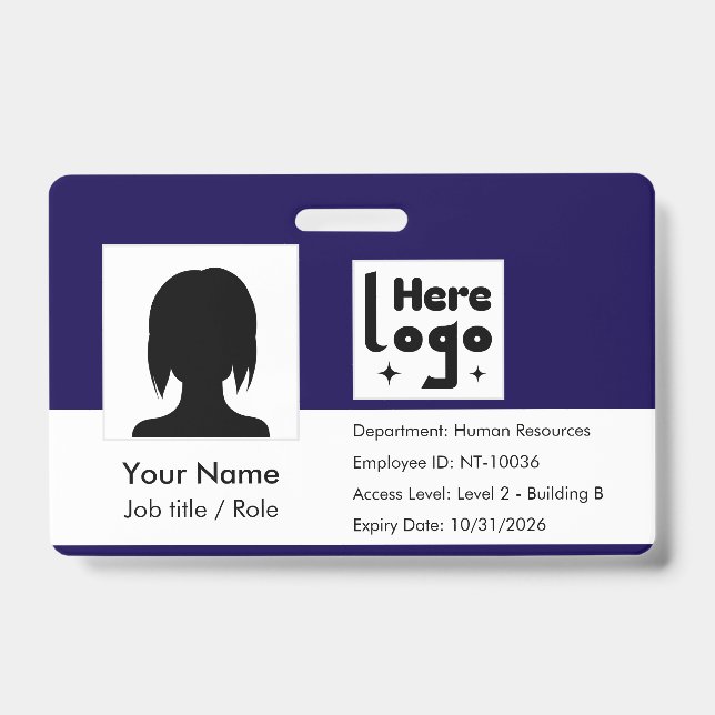 personalized employee ID badge with QR Code (Front)