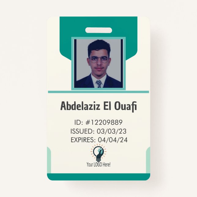 Personalized Employee Logo & Photo ID Badge (Front)