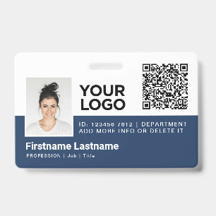 Personalized Employee Modern Photo ID Qr Code Badge
