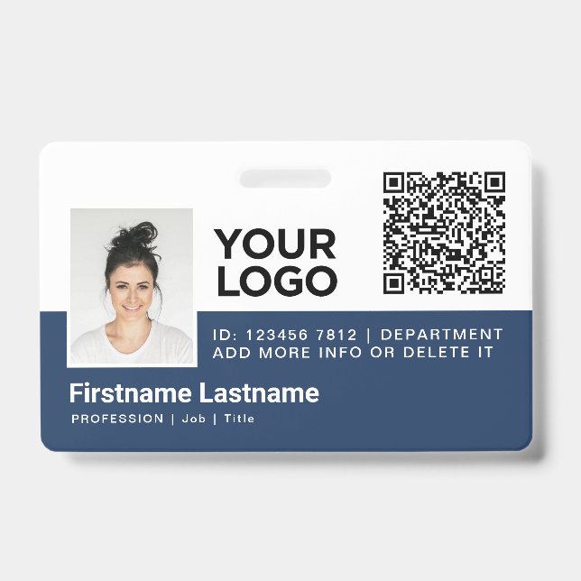 Personalized Employee Modern Photo ID Qr Code Badge (Front)
