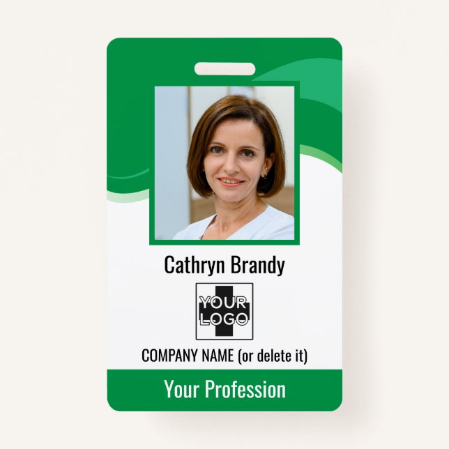Personalized Employee, Photo, Bar Code & Logo Badge (Front)