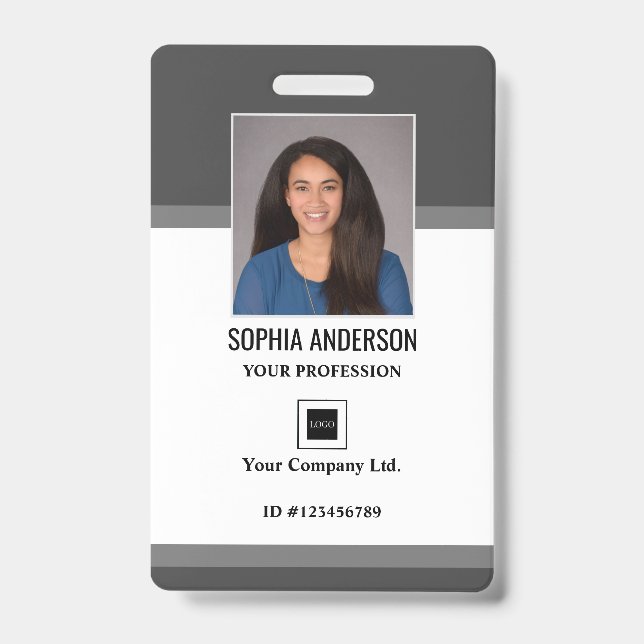 Personalized Employee Photo, Bar Code, Logo, Name  Badge (Front)