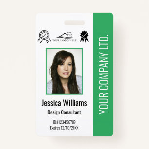 Personalized Employee Photo Certification Green ID Badge