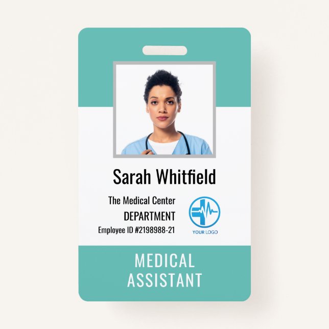 Personalized Employee Photo & Hospital Logo ID Badge (Front)