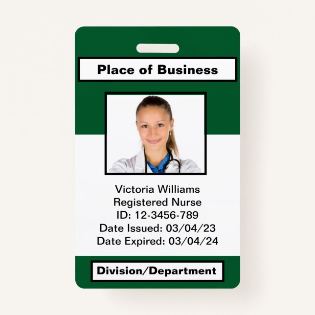 Personalized Employee Photo ID Badge (Front)