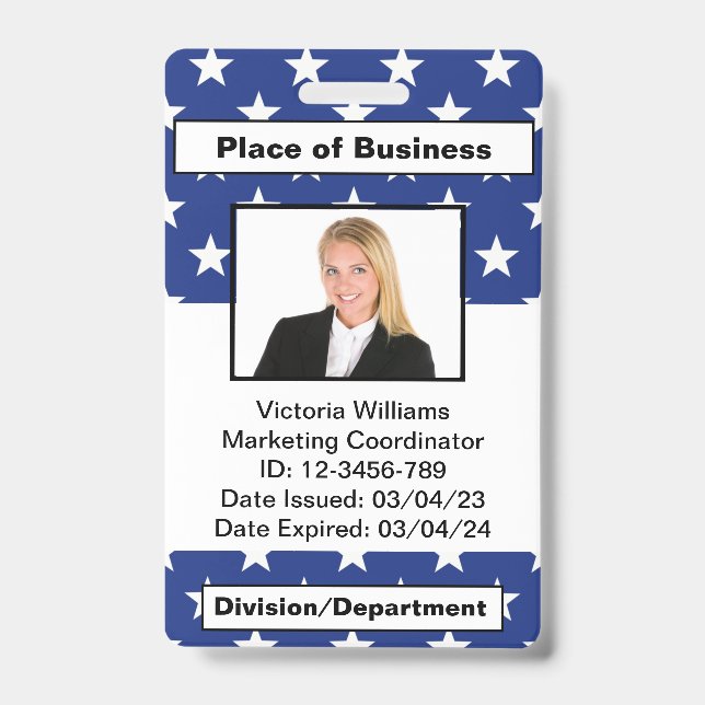 Personalized Employee Photo ID Badge (Front)