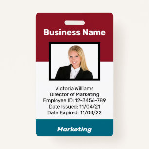 Personalized Employee Photo ID Badge Choose Colour