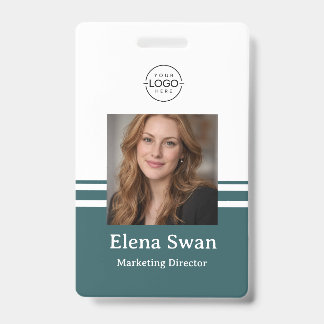 Personalized Employee Photo ID Badge with Logo & J