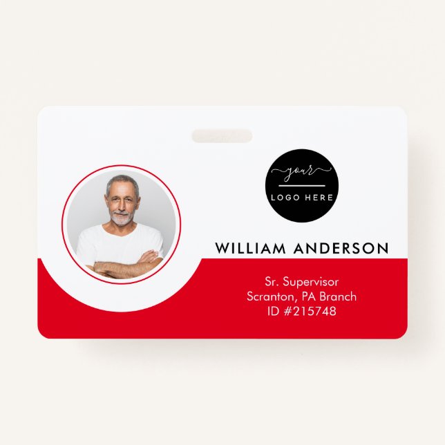 Personalized Employee Photo ID Company Security Ba Badge (Front)
