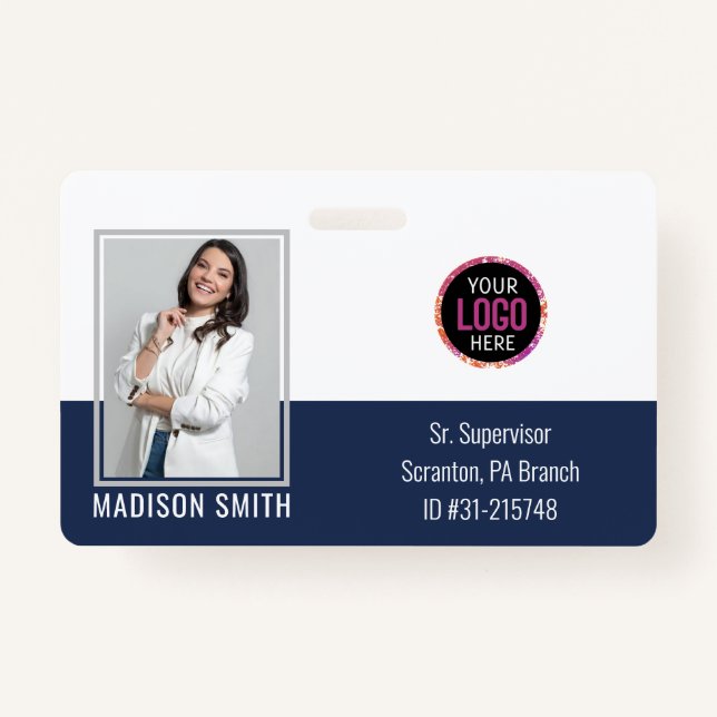 Personalized Employee Photo ID Company Security Ba Badge (Front)