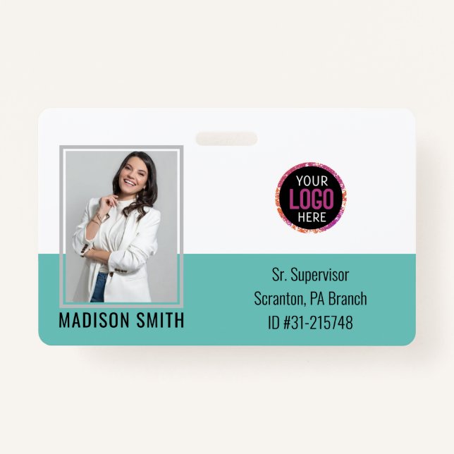 Personalized Employee Photo ID Company Security Ba Badge (Front)