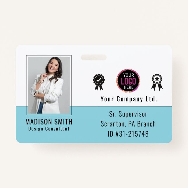 Personalized Employee Photo ID Company Security Ba Badge (Front)