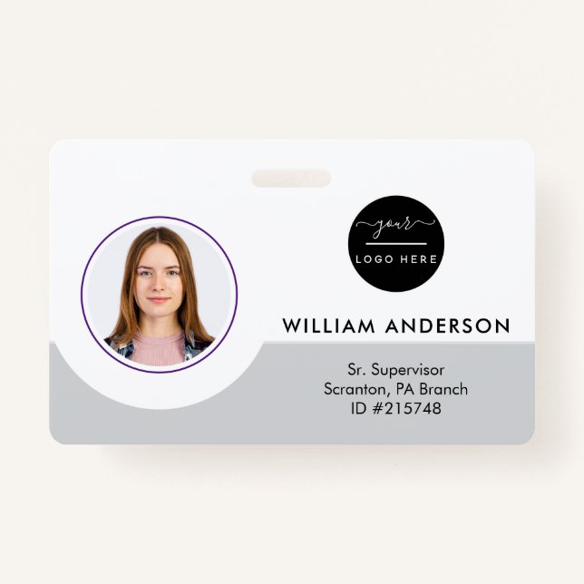 Personalized Employee Photo ID Company Security Ba Badge (Front)