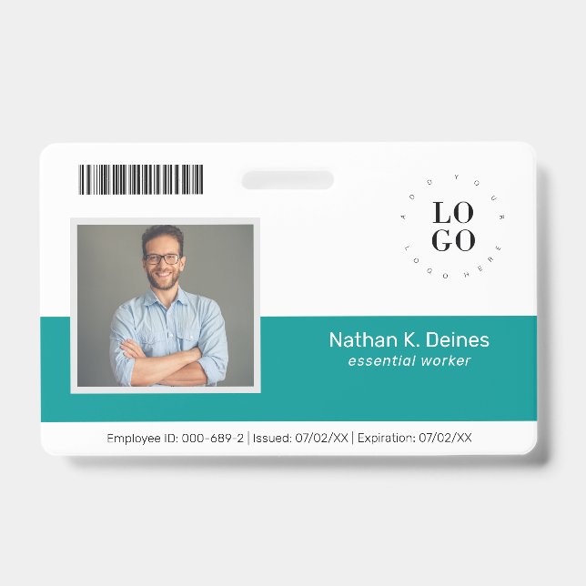 Personalized Employee Photo ID Company Security Badge (Front)