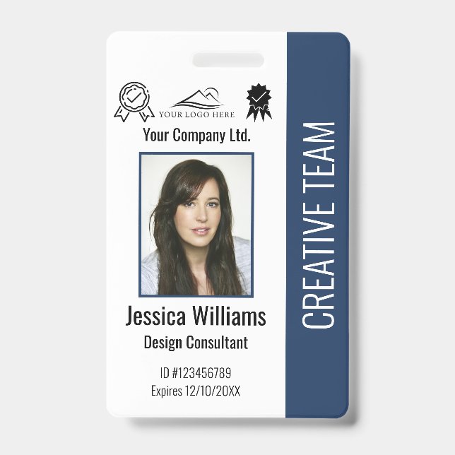 Personalized Employee Photo ID Company Security Badge (Front)